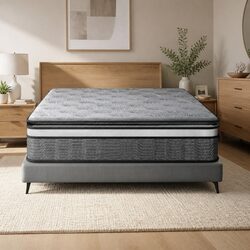 Queen Mattress 34cm Double Layer Pocket Spring Medium Firm Bamboo Knitted Top