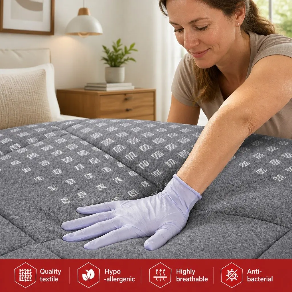 Double Mattress Medium Firm Support 18cm Grey Pillow Top Quilted Fabric