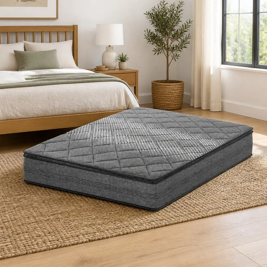 King Single Mattress Medium Firm Support 18cm Pillow Top Grey