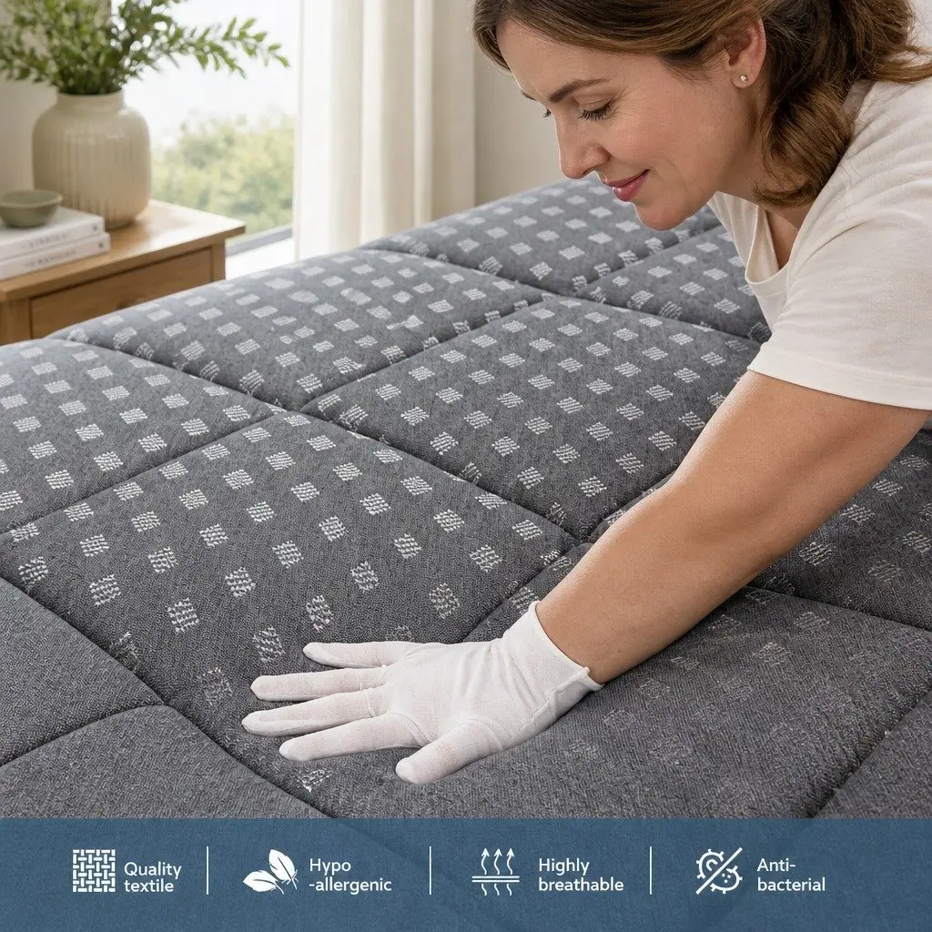 King Single Mattress Medium Firm Support 18cm Pillow Top Grey