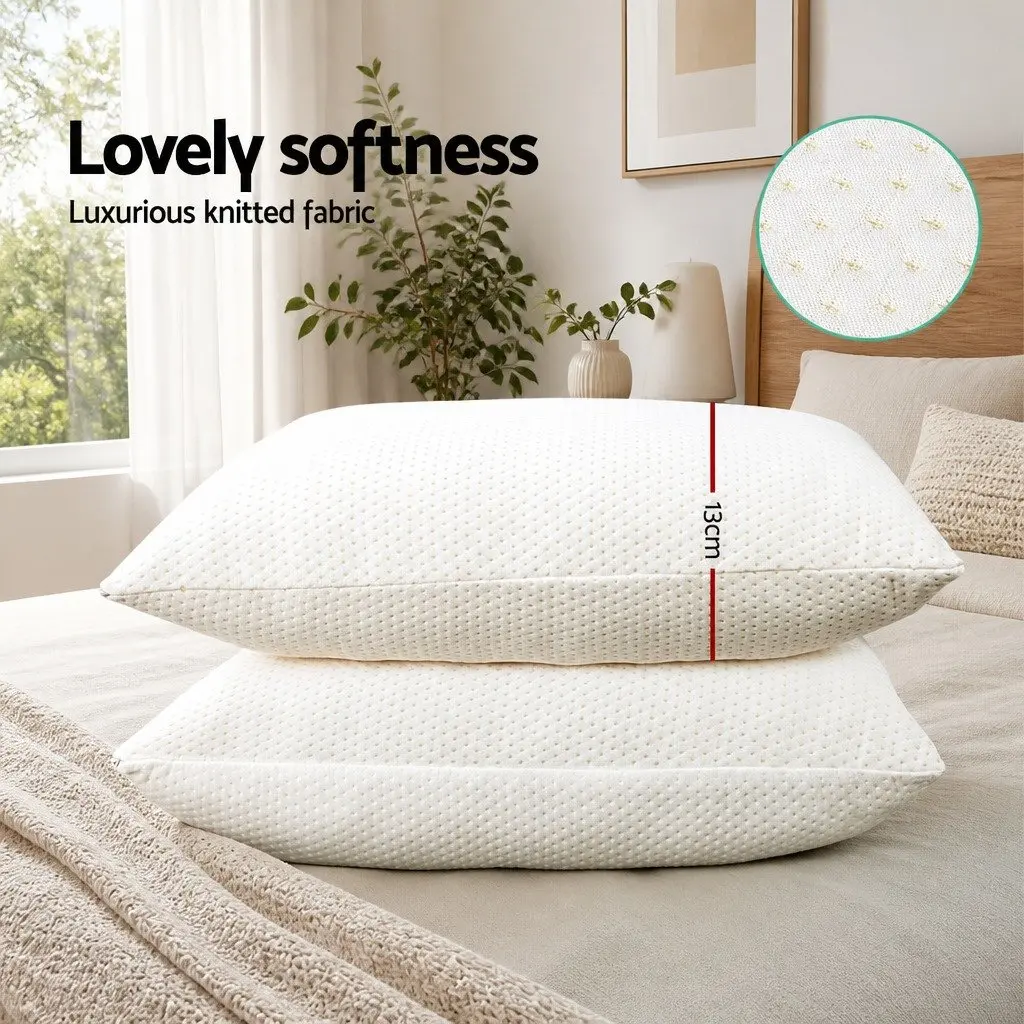 Memory Foam Pillows 13cm Thick White Support Neck Shoulder Twin Pack