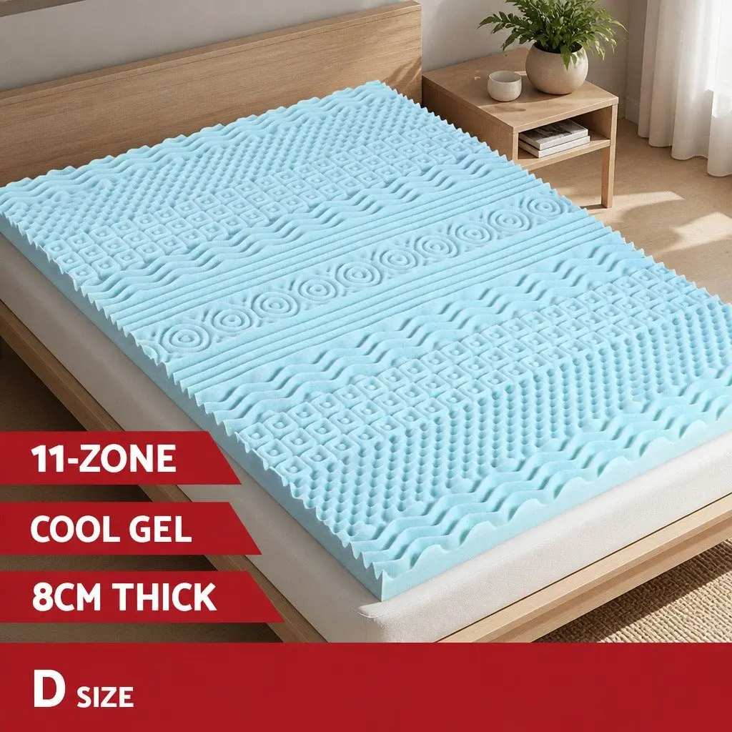 Memory Foam Mattress Topper 11-Zone 8cm Double Bed Supportive Contoured Design