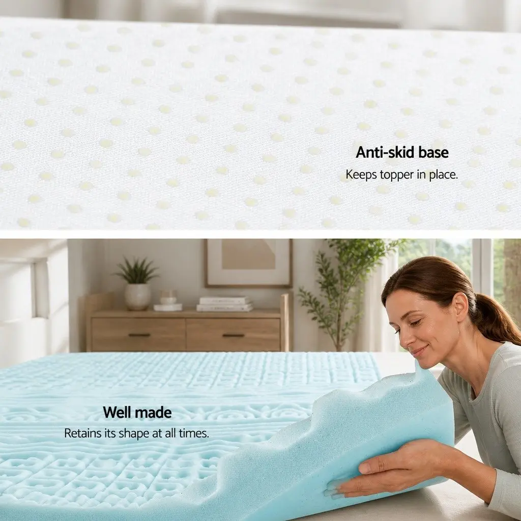 Memory Foam Mattress Topper 11-Zone 8cm Double Bed Supportive Contoured Design
