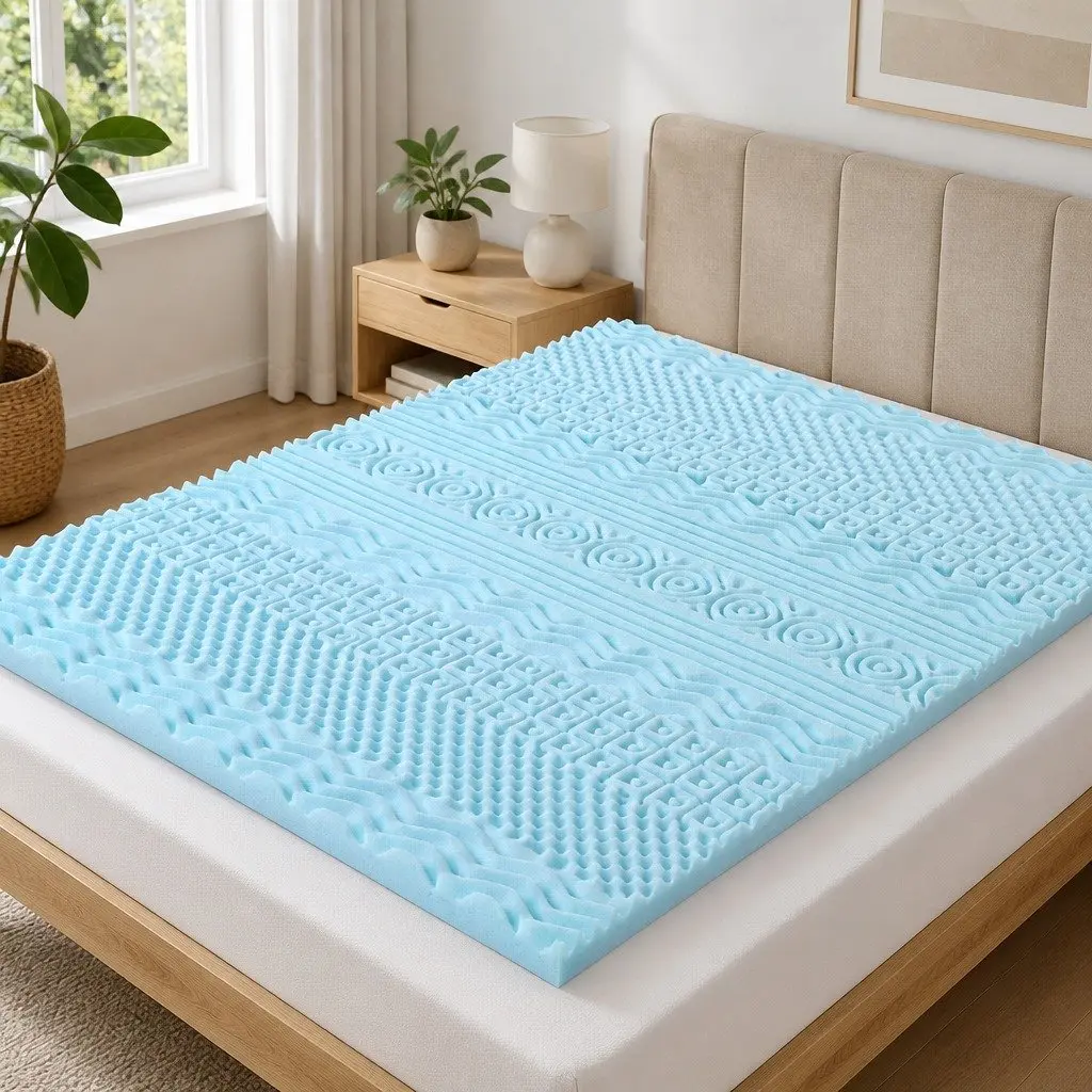 Mattress Topper Memory Foam 8cm Blue King Size Contoured Support with 11 Zones for Comfort