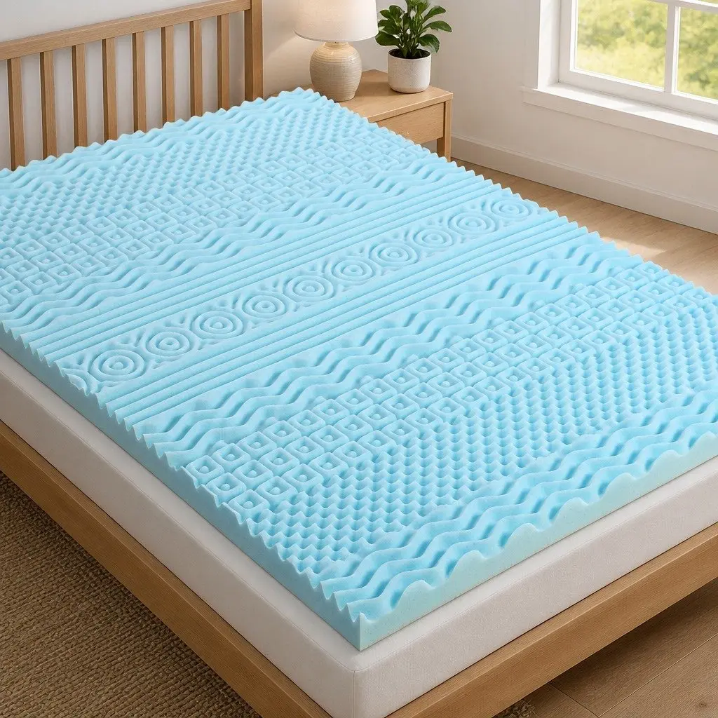 Mattress Topper Memory Foam 8cm Blue King Size Contoured Support with 11 Zones for Comfort