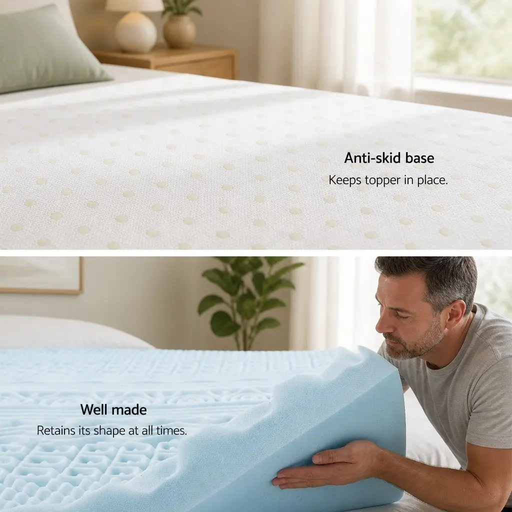 Mattress Topper Memory Foam 8cm Blue King Size Contoured Support with 11 Zones for Comfort