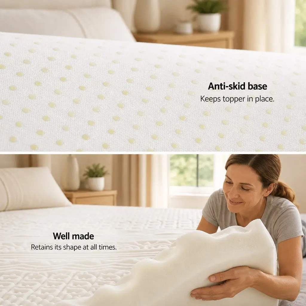 Mattress Topper Memory Foam 8cm Blue King Size Contoured Support with 11 Zones for Comfort