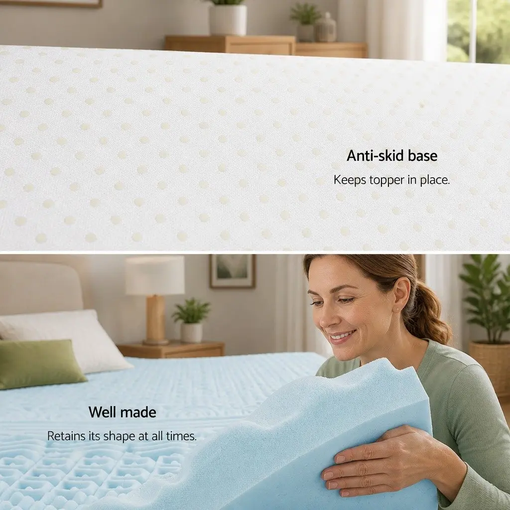 Memory Foam Mattress Topper Single 8cm 11-Zone Blue Contoured Support