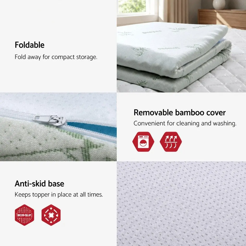 Memory Foam Mattress Topper 7-Zone Comfort Double 5cm White or Blue