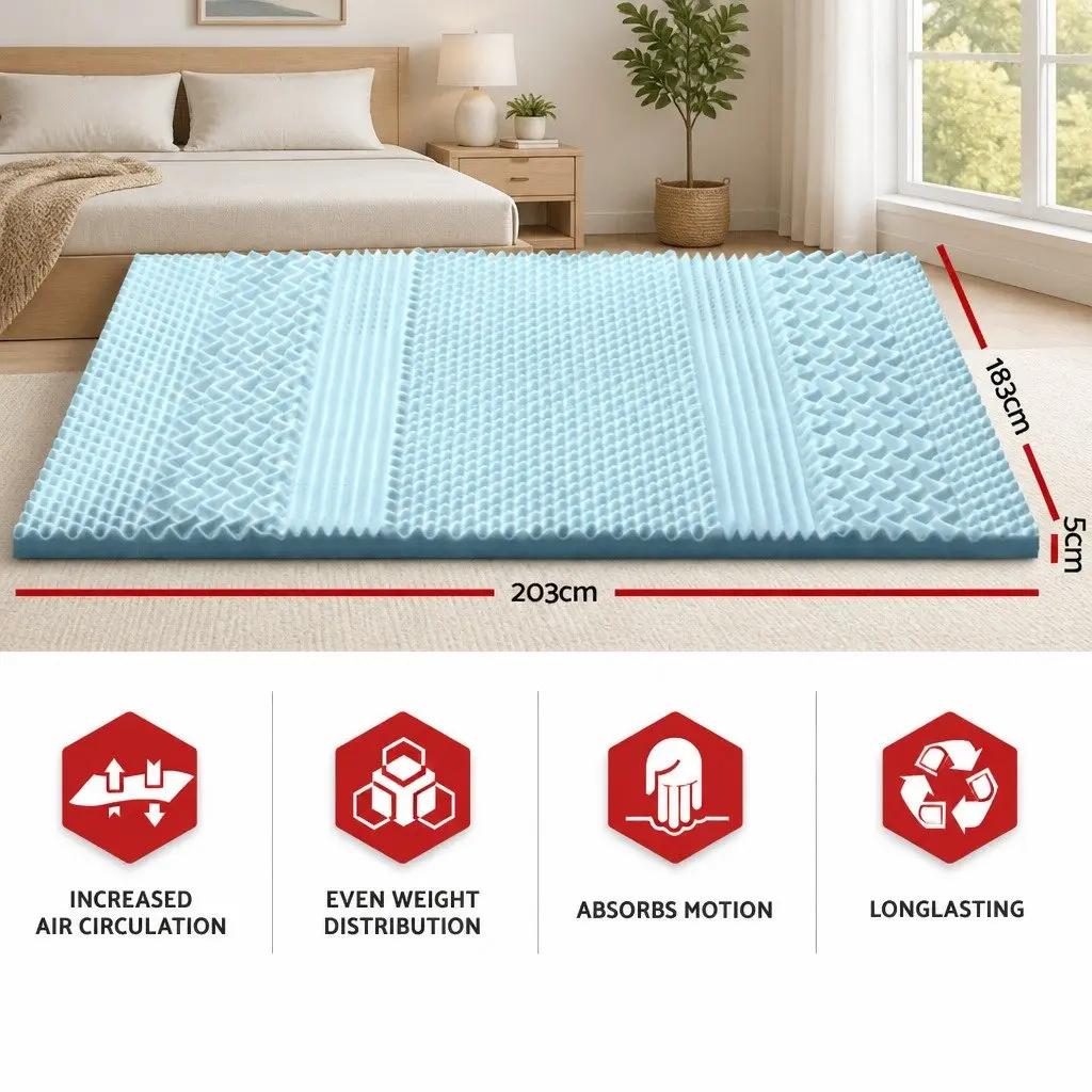 Memory Foam Mattress Topper 7-Zone King Size 5cm Thick