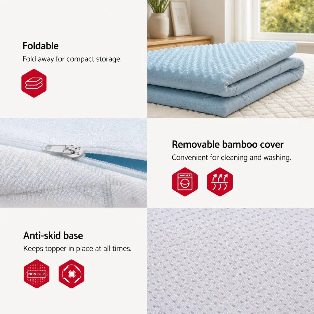 Memory Foam Mattress Topper 7-Zone King Size 5cm Thick