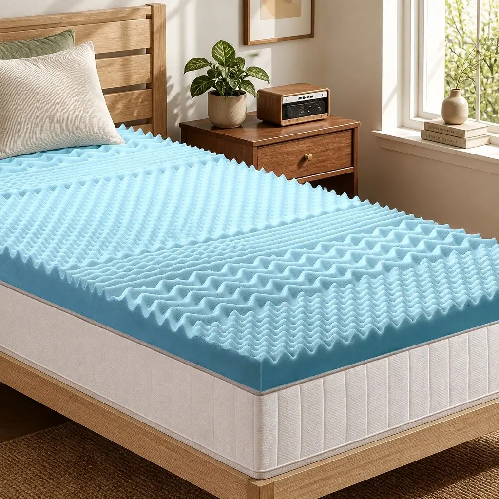 Memory Foam Mattress Topper 5cm 7-Zone King Single Blue
