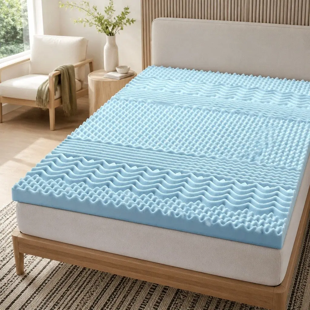 Memory Foam Mattress Topper Queen 7-Zone 5cm Support Comfort