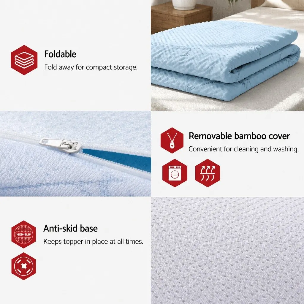 Memory Foam Mattress Topper Queen 7-Zone 5cm Support Comfort