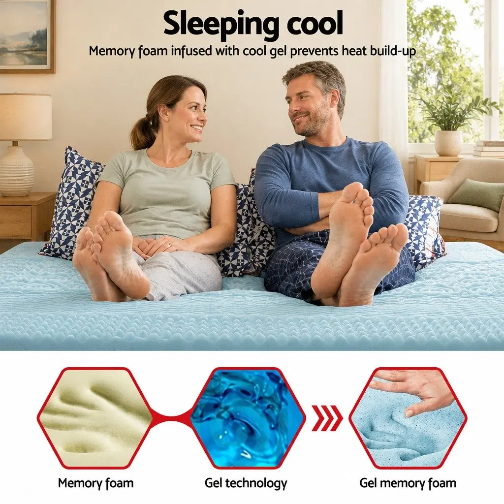Memory Foam Mattress Topper Queen 7-Zone 5cm Support Comfort