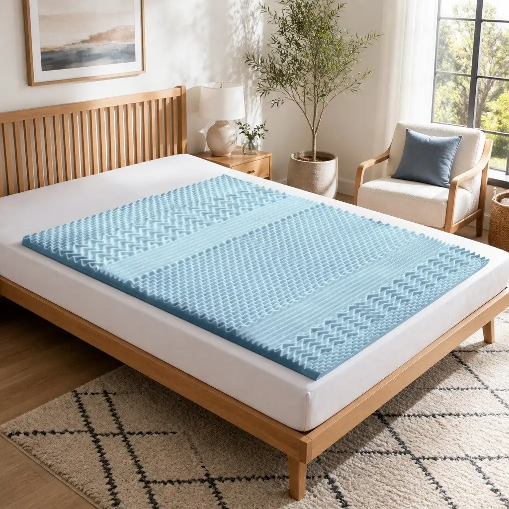 Memory Foam Mattress Topper Queen 7-Zone 5cm Support Comfort