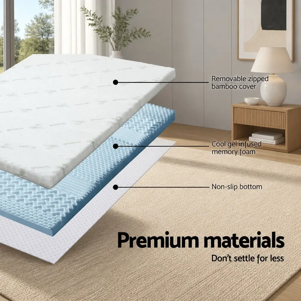 Memory Foam Mattress Topper Double 8cm 7-Zone Breathable Comfort Cushion Pad