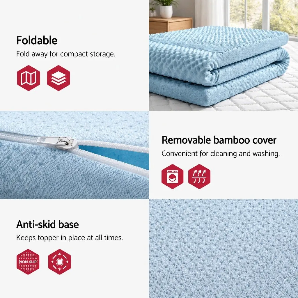 Memory Foam Mattress Topper Double 8cm 7-Zone Breathable Comfort Cushion Pad