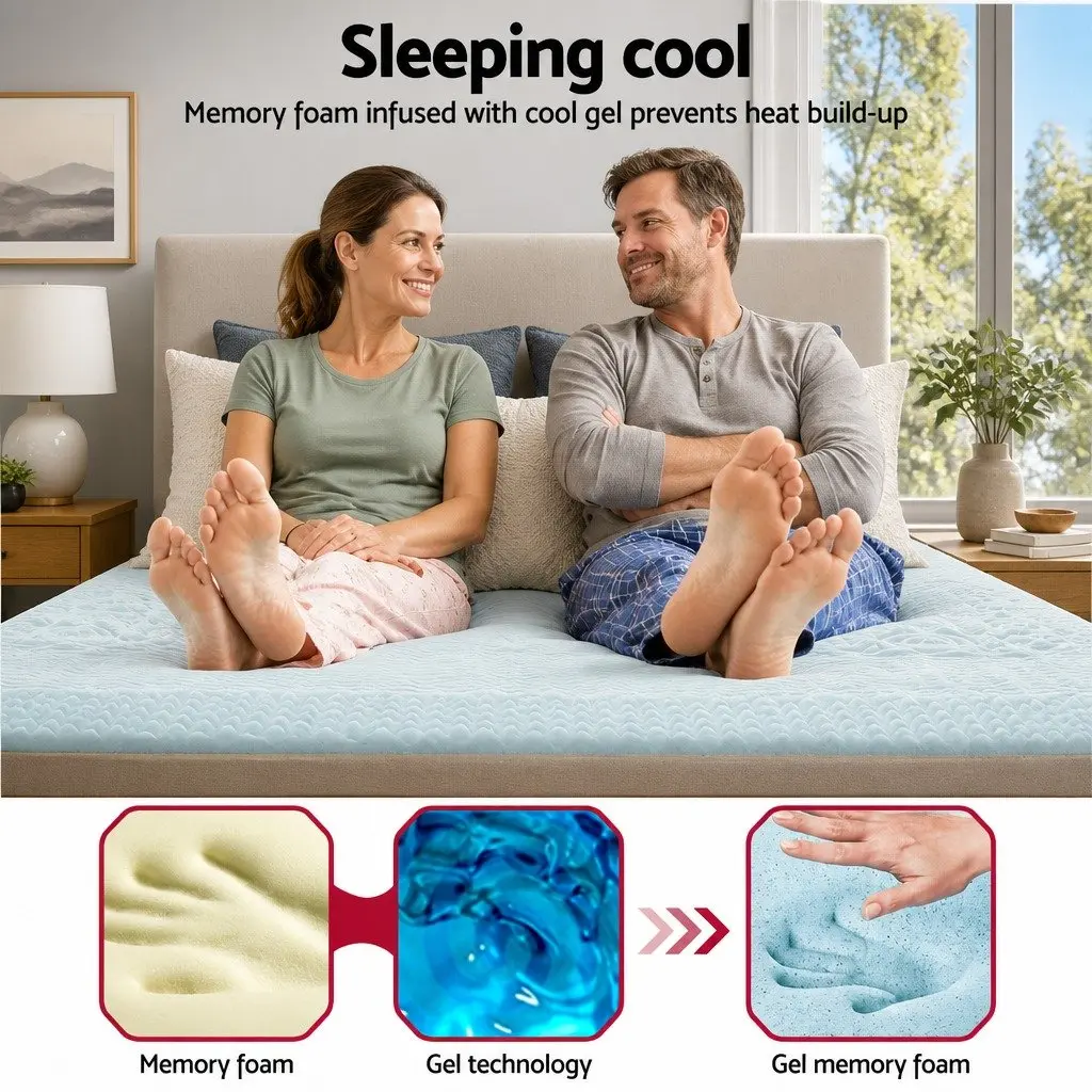 Memory Foam Mattress Topper Double 8cm 7-Zone Breathable Comfort Cushion Pad