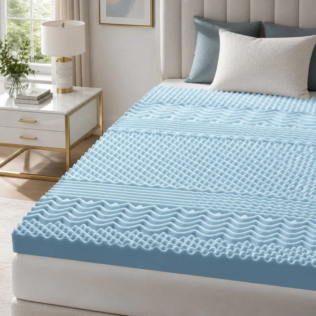 Memory Foam Mattress Topper 7-Zone 8cm King Size White or Blue