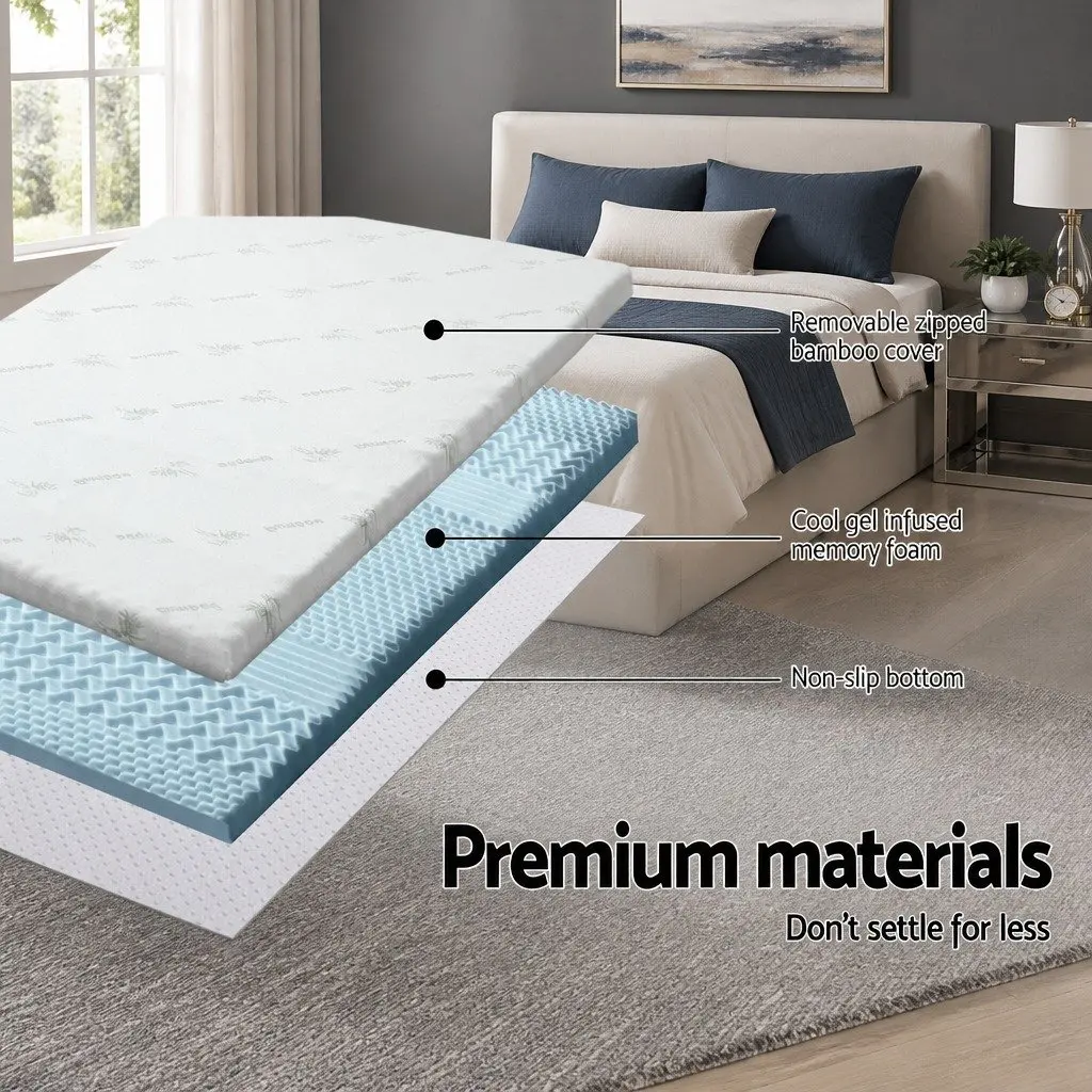 Memory Foam Mattress Topper 7-Zone 8cm King Size White or Blue