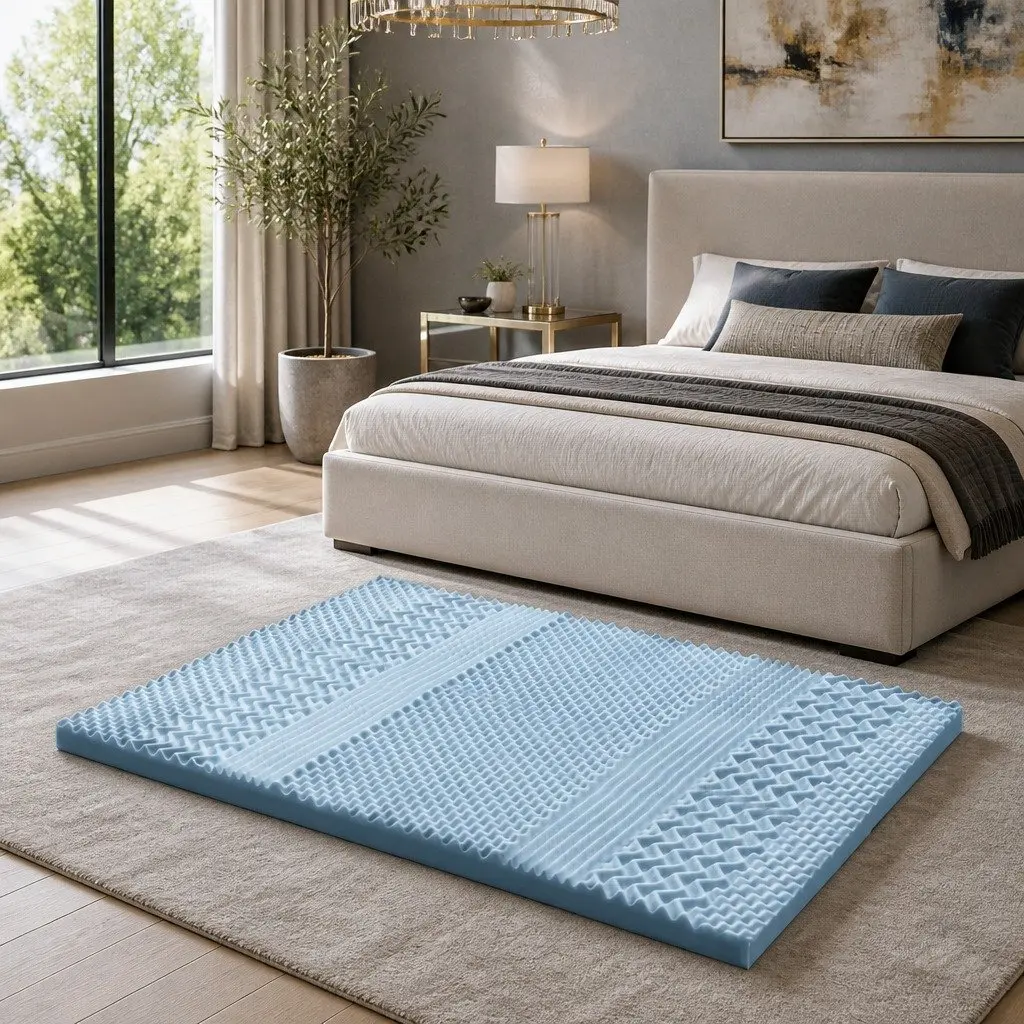 Memory Foam Mattress Topper 7-Zone 8cm King Size White or Blue
