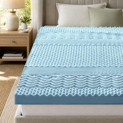 Memory Foam Mattress Topper 7-Zone 8cm Queen Contoured Support Comfort Layer