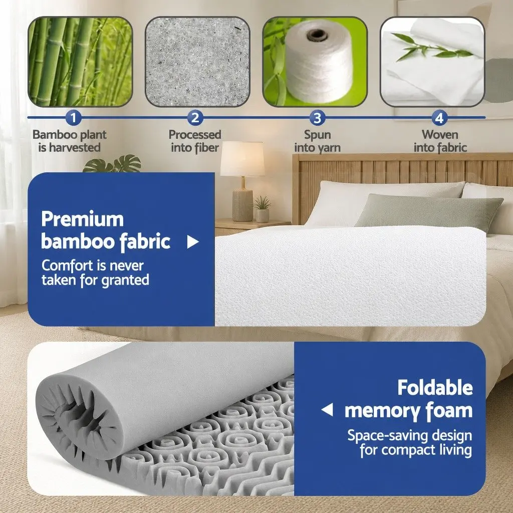 Memory Foam Mattress Topper Queen 8cm Grey 7-Zone Graphite Contoured Support
