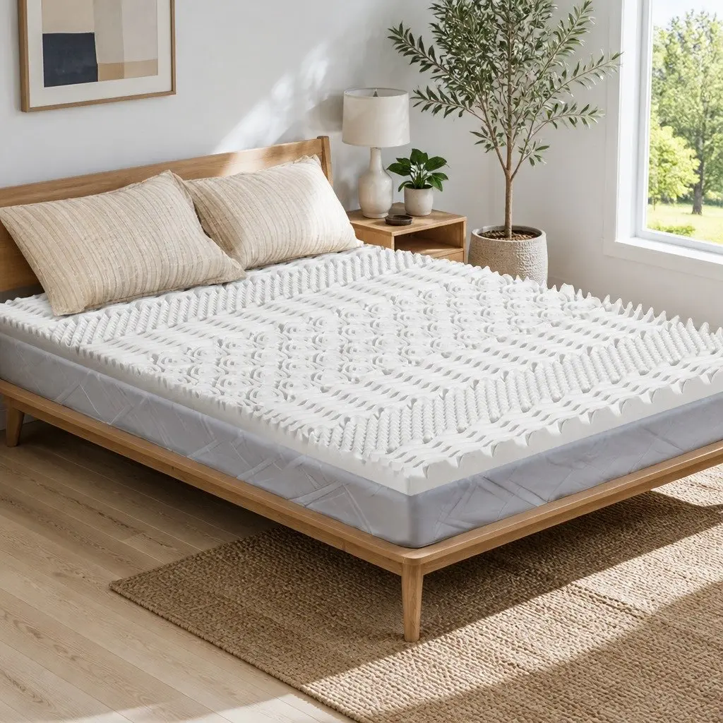 Memory Foam Mattress Topper 7-Zone Airflow Pad 8cm Single Blue