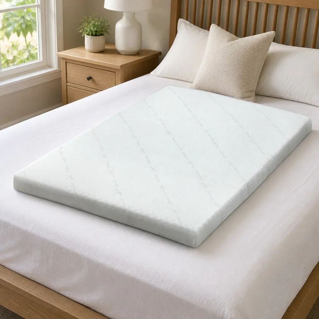 Memory Foam Mattress Topper 10cm Cool Gel Bamboo Fabric King Bed Pad Blue