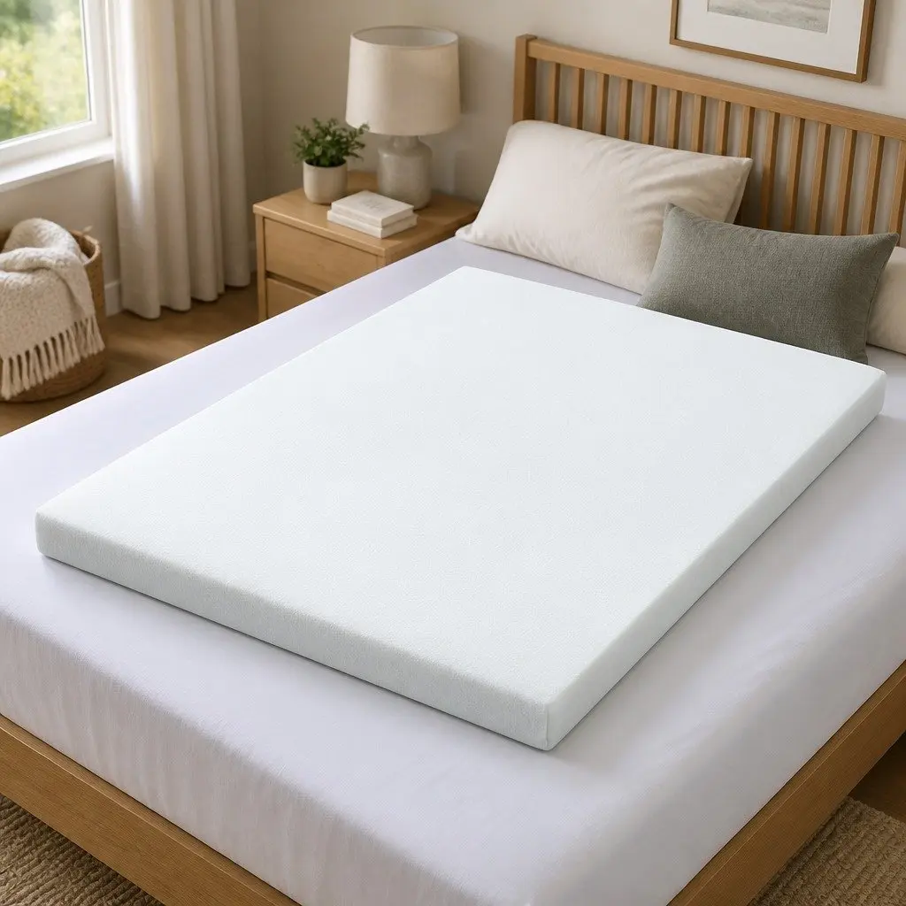 Memory Foam Mattress Topper Queen Gel-Infused Cooling Pressure Relief 10cm White or Blue