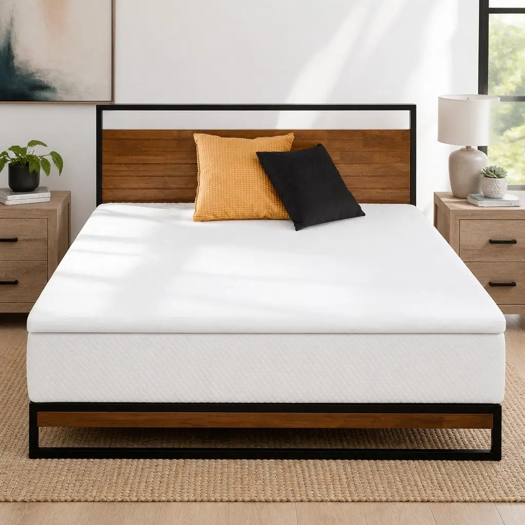 Memory Foam Mattress Topper Pressure Relief 10cm Single Bed Blue