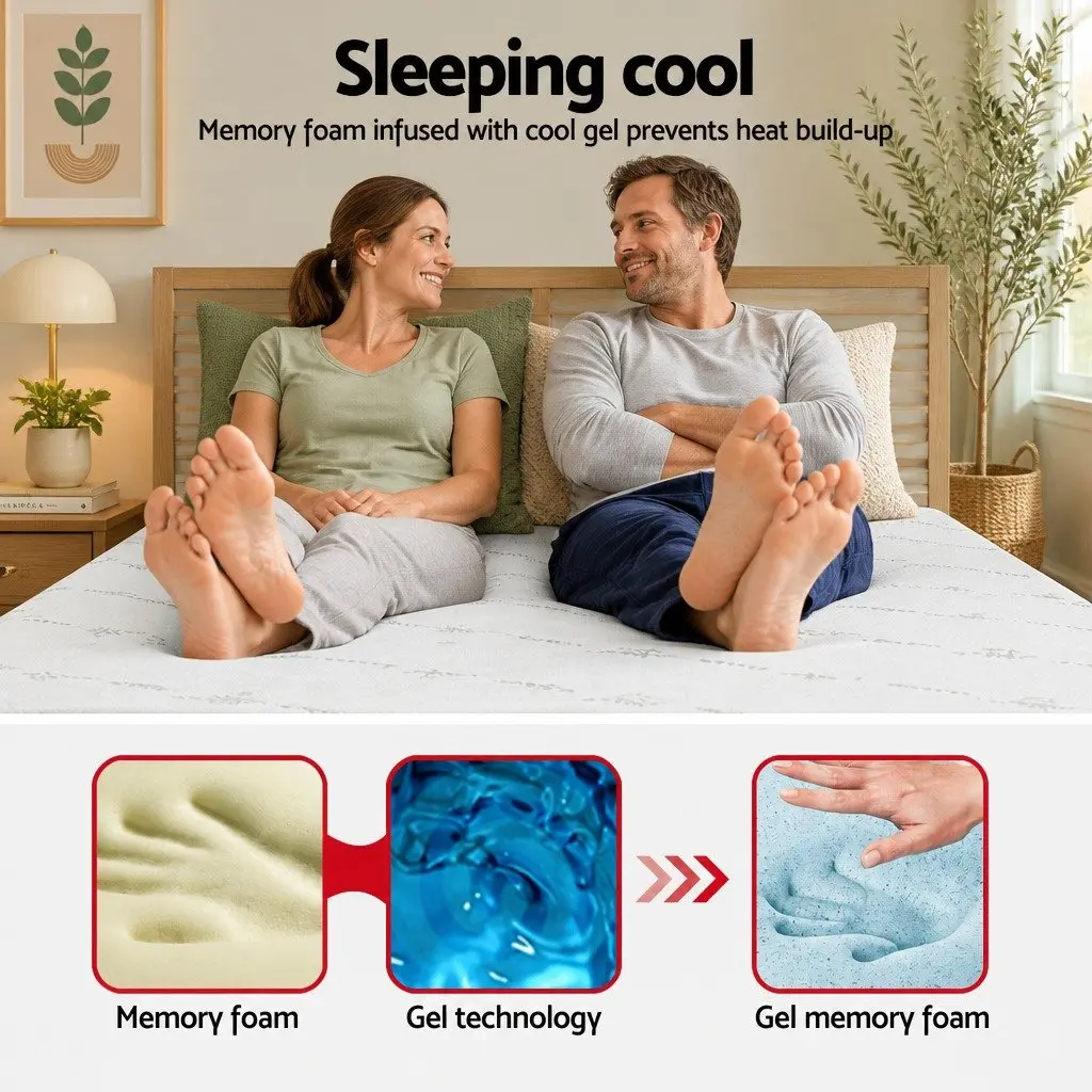 Memory Foam Mattress Topper King 5cm Cool Gel Pressure Relief Breathable Bamboo Cover
