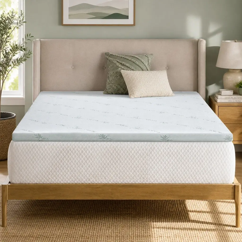 Memory Foam Mattress Topper King 5cm Cool Gel Pressure Relief Breathable Bamboo Cover