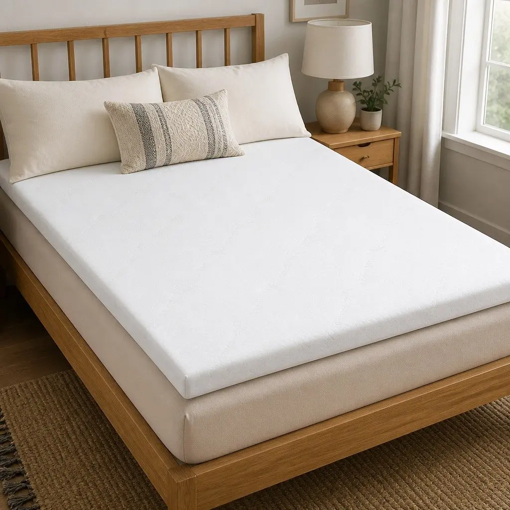 Cool Gel Memory Foam Topper 5cm King Single Blue for Pressure Relief and Comfort