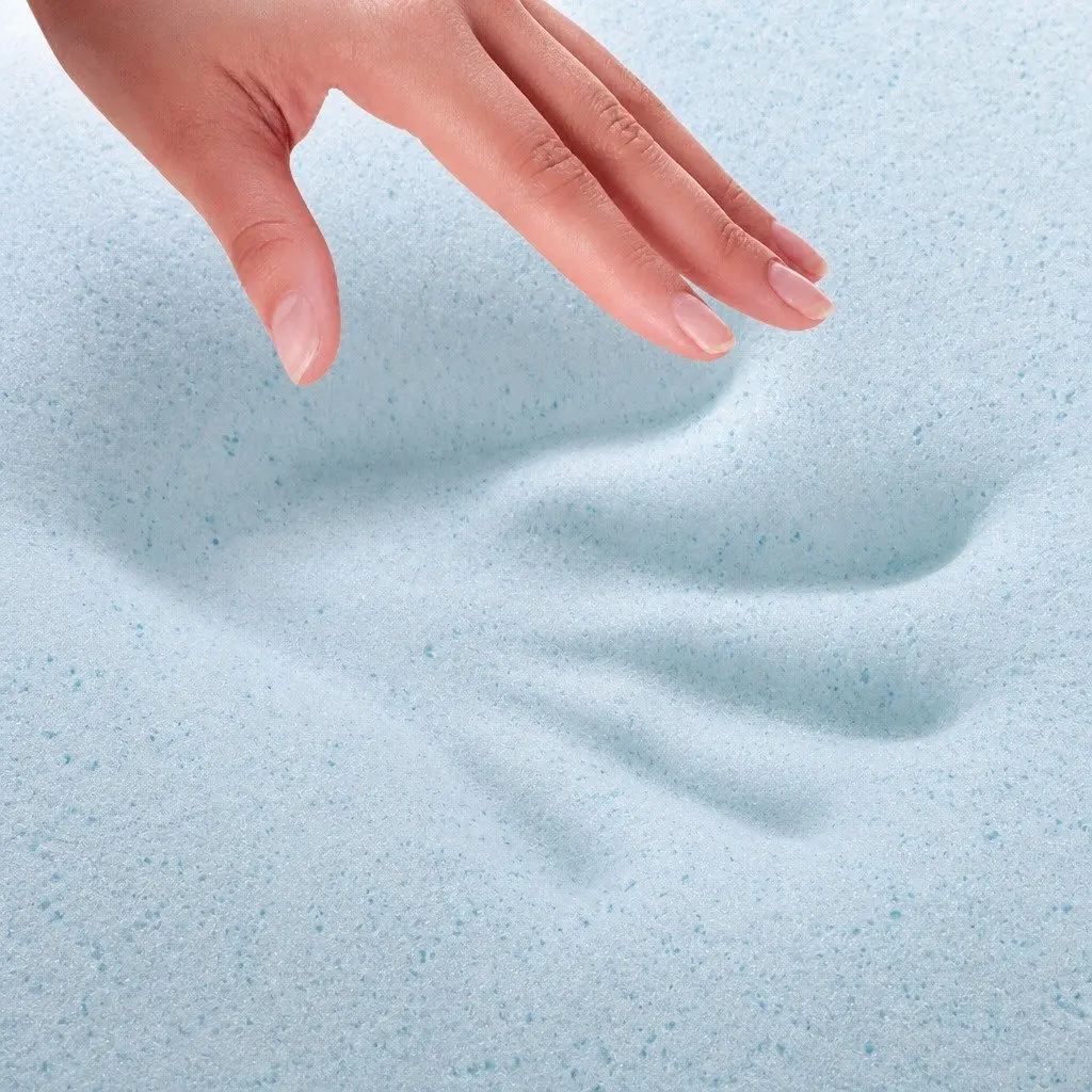 Memory Foam Mattress Topper Queen Gel-Infused Cool Sleep 5cm White Blue