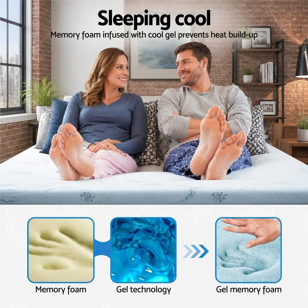 Memory Foam Mattress Topper Double Bed Cool Gel 8cm Pressure Relief