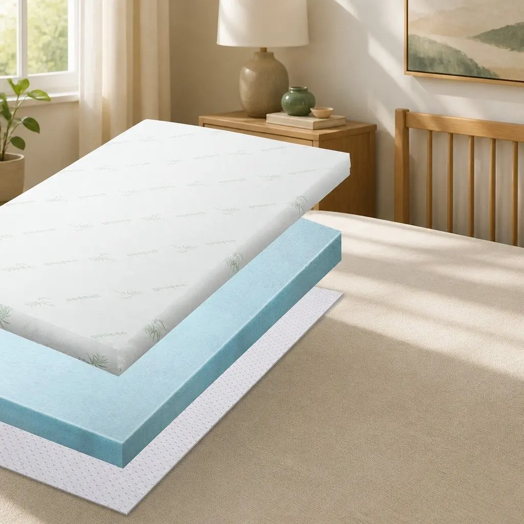 Memory Foam Mattress Topper Double Bed Cool Gel 8cm Pressure Relief