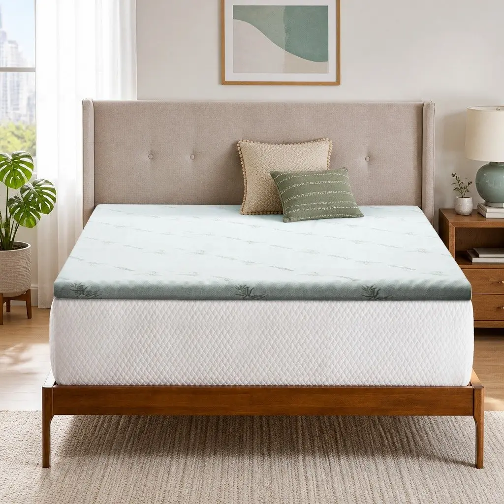 Memory Foam Mattress Topper Queen Gel-Infused Cool Sleep 8cm White or Blue