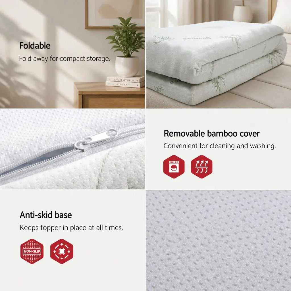 Memory Foam Mattress Topper Queen Gel-Infused Cool Sleep 8cm White or Blue