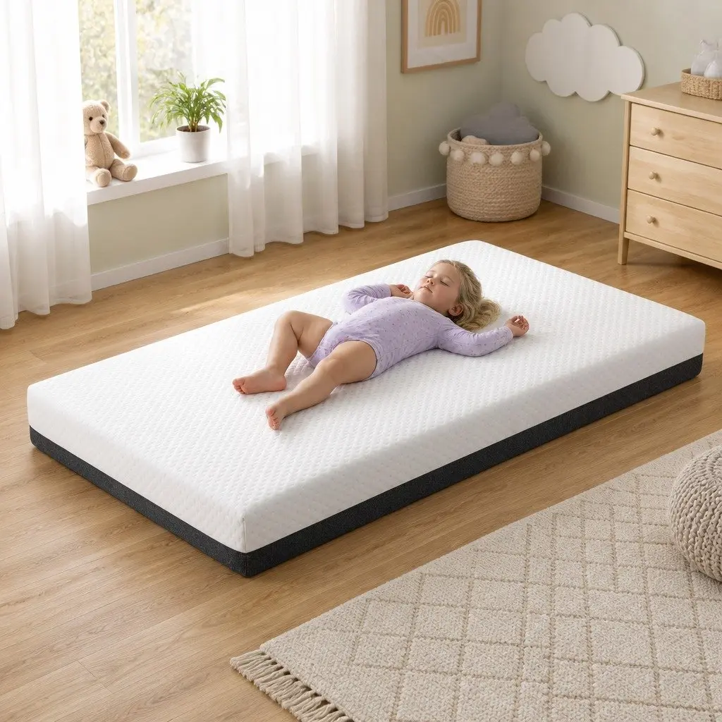 Cot Mattress Gel Memory Foam 13cm Thick Double-Sided Breathable Hypoallergenic White Grey