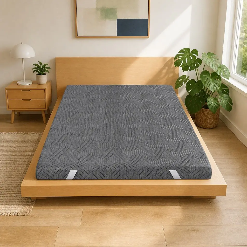 8cm Memory Foam Topper King Single with Bamboo Cover Grey