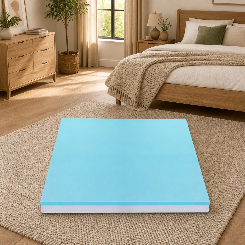 Gel Infused Dual Layer Memory Foam Mattress Topper 8cm King Single Grey Bamboo Cover