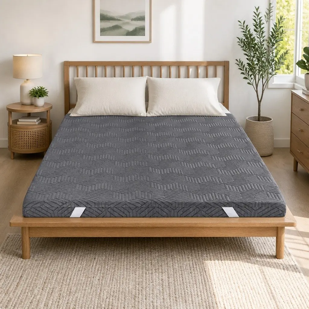 Memory Foam Mattress Topper Pressure Relief 8cm Single Bed Grey