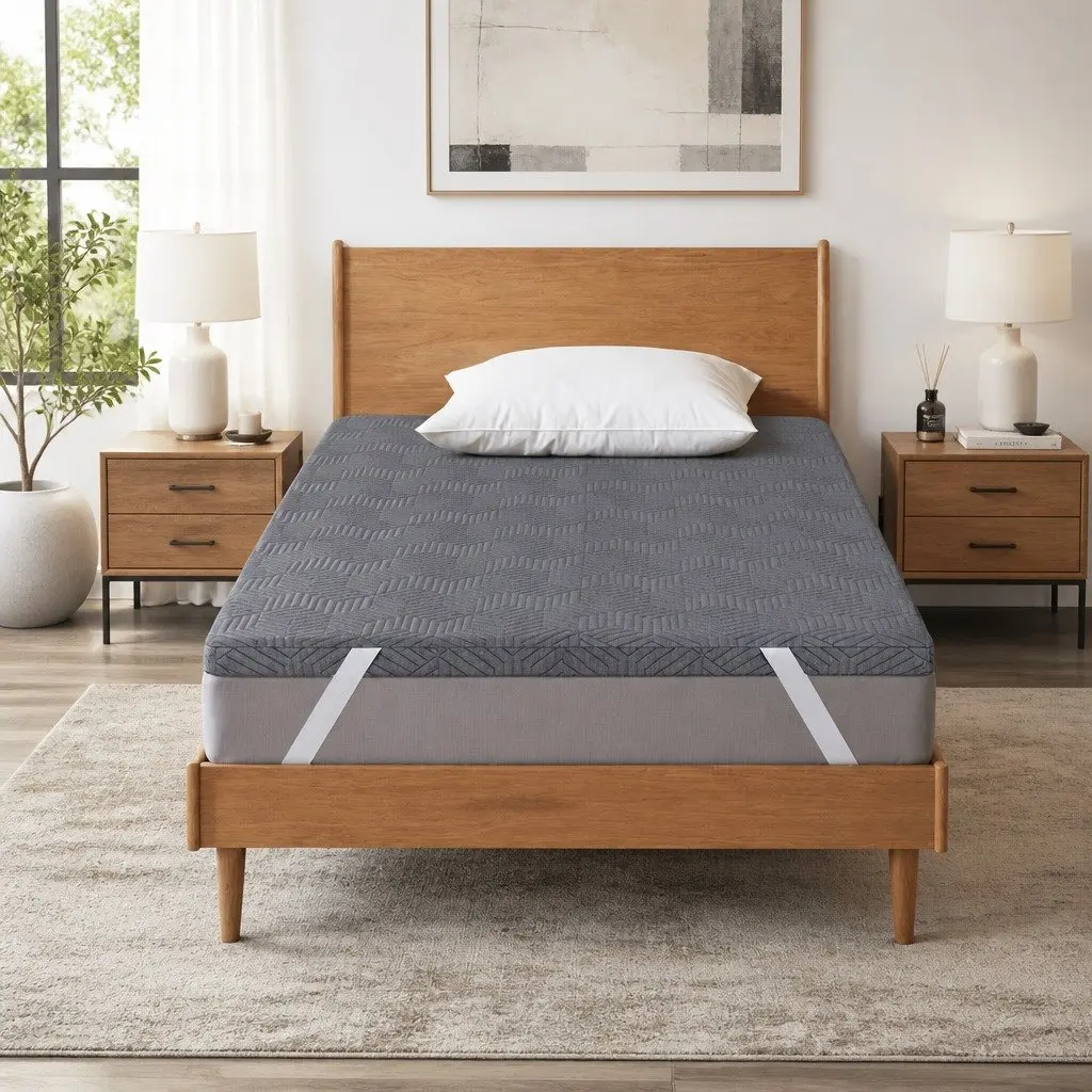 Memory Foam Mattress Topper Pressure Relief 8cm Single Bed Grey