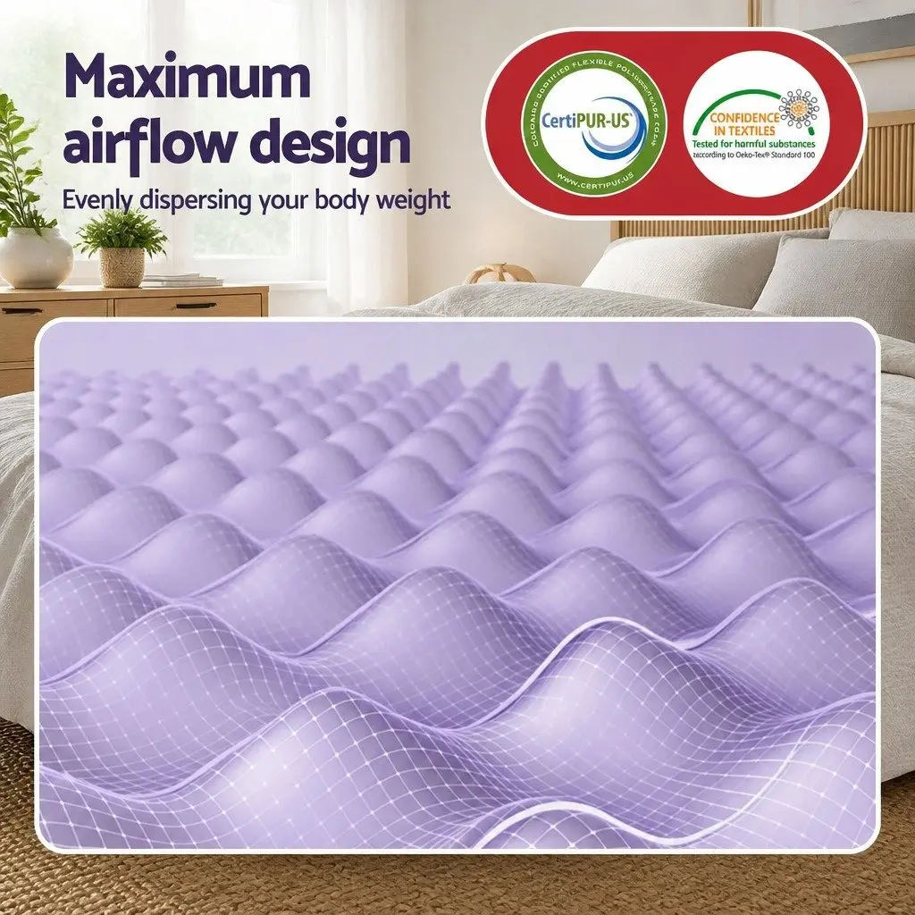 Memory Foam Mattress Topper King 5cm Lavender Infused Egg Crate Pad