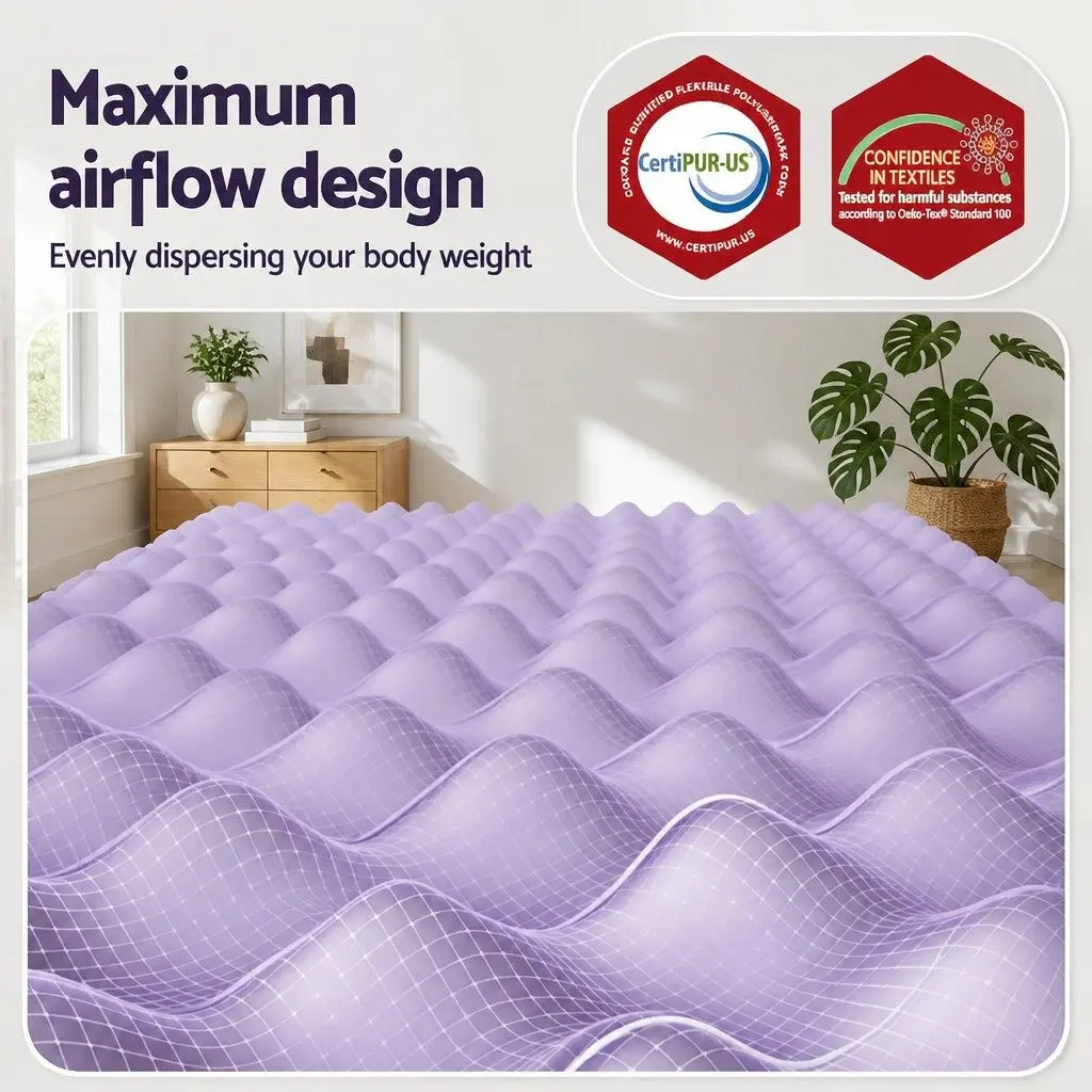 Memory Foam Mattress Topper 5cm Pressure Relief King Single Lavender