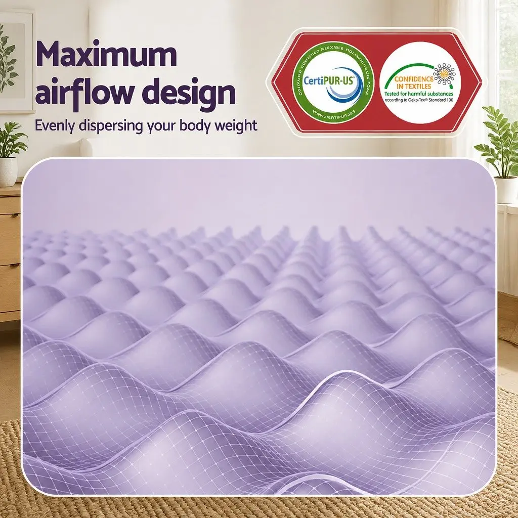 Memory Foam Mattress Topper Single 5cm Lavender Infused Egg Crate Pad