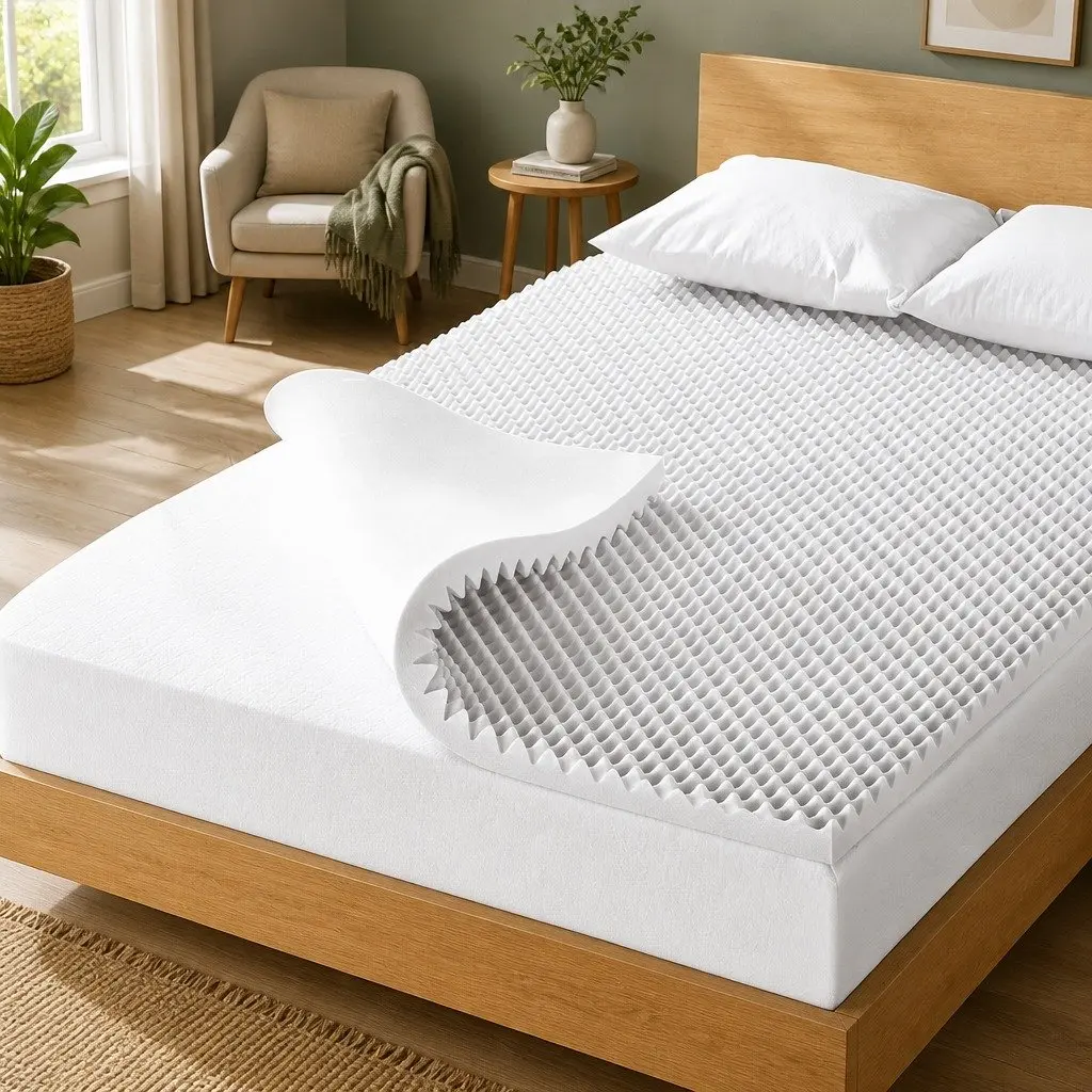 Foam Mattress Topper Egg Crate Comfort Support 5cm Double White
