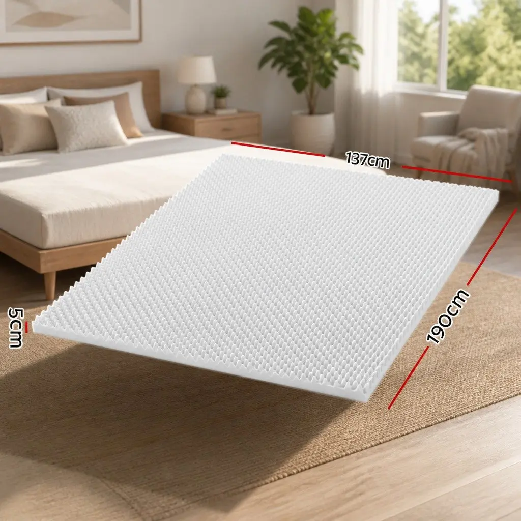 Foam Mattress Topper Egg Crate Comfort Support 5cm Double White